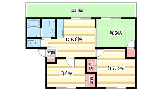 サンライズ三笠II(3DK/1階)の間取り写真