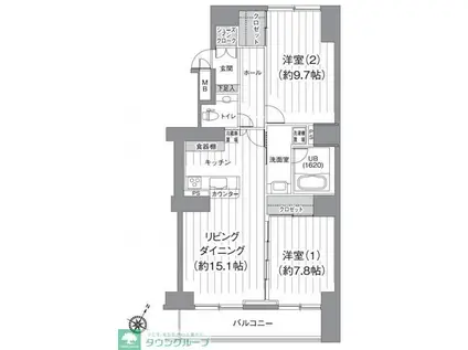 TS GARDEN北柏 2号棟(2LDK/9階)の間取り写真