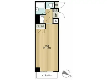 メインステージ不動前(1K/5階)の間取り写真