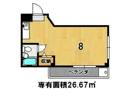 緑風ハイツ(ワンルーム/2階)の間取り写真