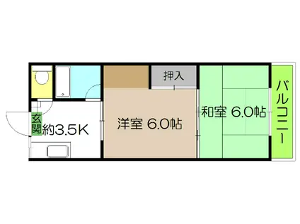 コーポ小笠原(2K/2階)の間取り写真