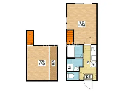 ルソリエール(1SK/2階)の間取り写真