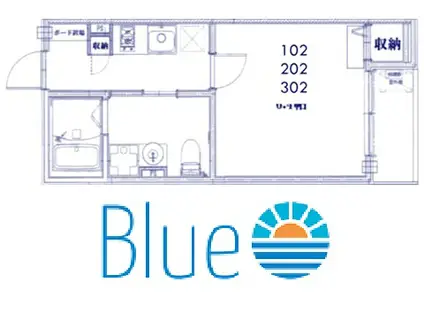 ベルメント袖ケ浜(1K/3階)の間取り写真