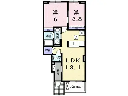 ヴィラ・アドリアーナB(2LDK/1階)の間取り写真