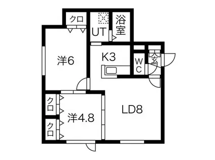 フルール川沿(2LDK/2階)の間取り写真