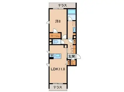 BEREO RIAN(1LDK/1階)の間取り写真