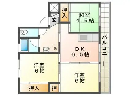 ビレッジハウスひといち(3DK/1階)の間取り写真