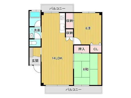 サンファミリア(2LDK/1階)の間取り写真