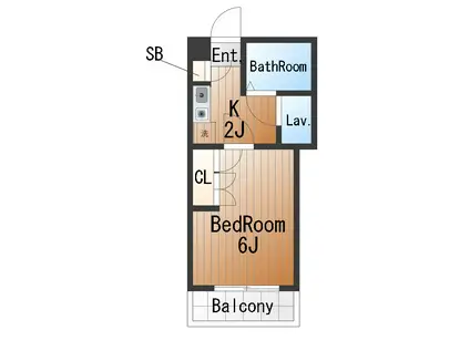 プレズントリガーレ世田谷上町ノース(1K/B1階)の間取り写真