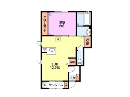 プレサージュ III(1LDK/1階)の間取り写真