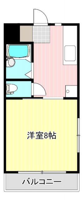 クレイドル(1DK/2階)の間取り写真