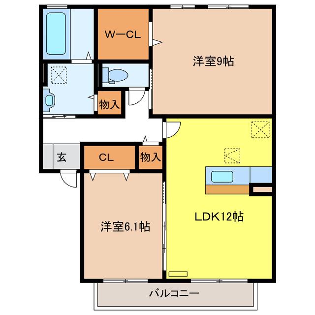 エミネンス・ブリエ(2LDK/1階)の間取り写真