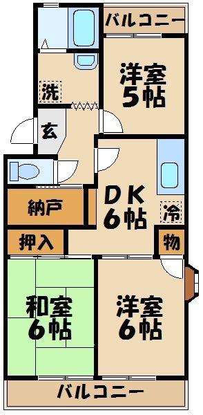 ヴェルデ(3SDK/2階)の間取り写真