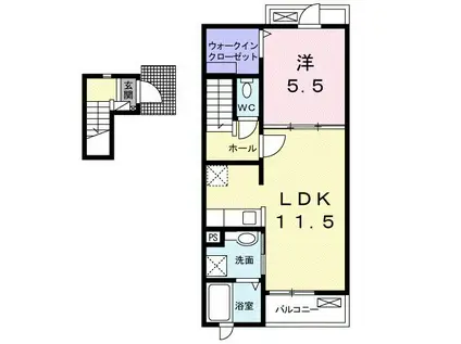 メルキュールベル(1LDK/2階)の間取り写真