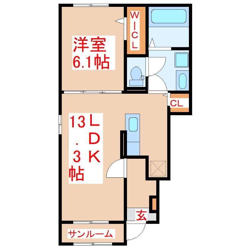 オルタ コート(1LDK/1階)の間取り写真