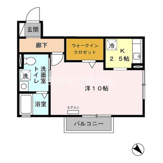 リビングタウン東郷 B棟(1K/2階)の間取り写真