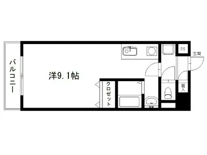 オンリーワン(1K/3階)の間取り写真