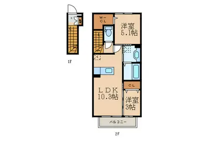 クラポンテMII(2LDK/2階)の間取り写真