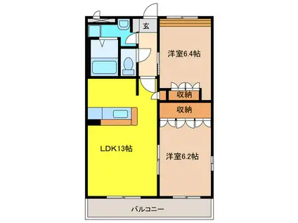 ミルキーハウス(2LDK/2階)の間取り写真