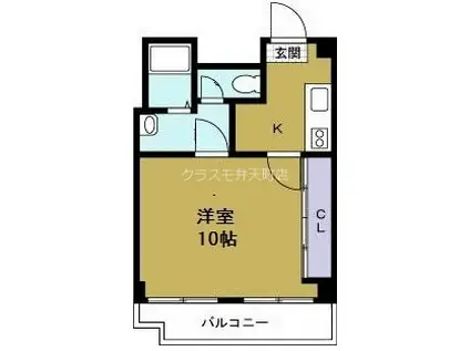 デイズハイツ弁天(1DK/2階)の間取り写真