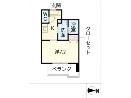 リバーコート砂田橋I(1K/6階)の間取り写真