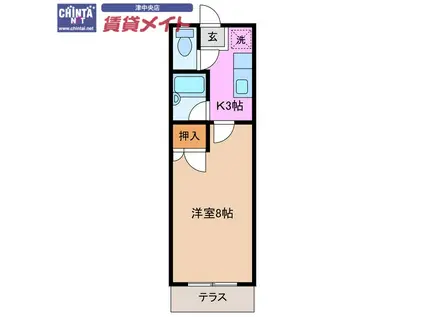 エグゼ2(1K/1階)の間取り写真