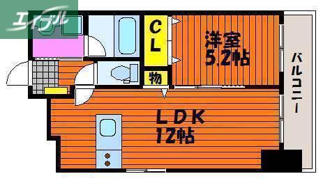 FRIEND COURT 岡山医大東(1LDK/6階)の間取り写真