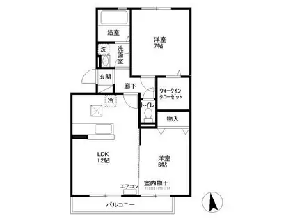 アルカディア新町(2LDK/1階)の間取り写真