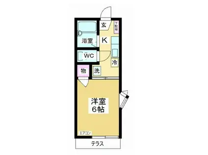 カーサKⅡB棟(1K/1階)の間取り写真