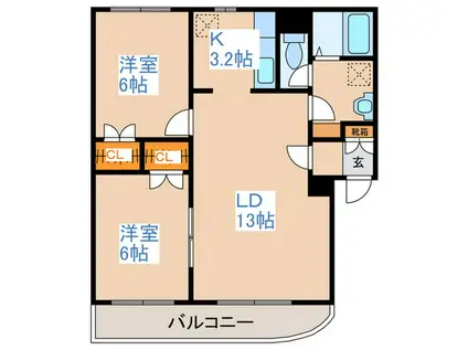 クレスト66(2LDK/2階)の間取り写真