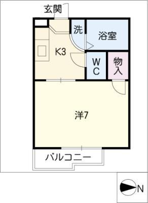 ジュネスアゲハ(1K/2階)の間取り写真