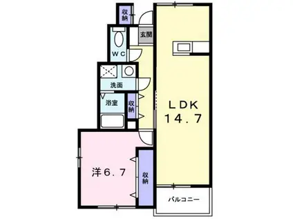 チューリップアベニューIII(1LDK/1階)の間取り写真