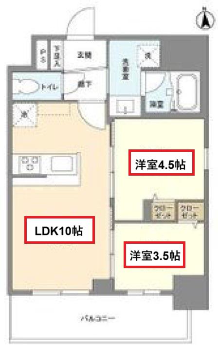 リヴェント難波ウエスト(1LDK/3階)の間取り写真