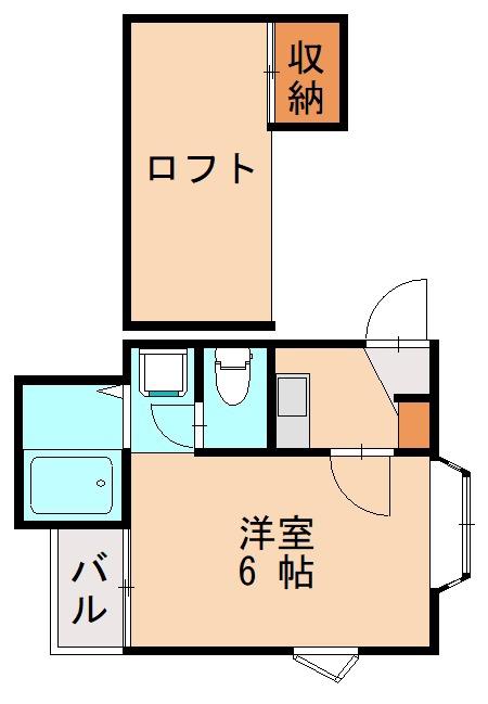 ラフィーネアルブルB棟(1K/2階)の間取り写真