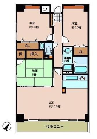 シーブリーズ東原五番館(3LDK/3階)の間取り写真
