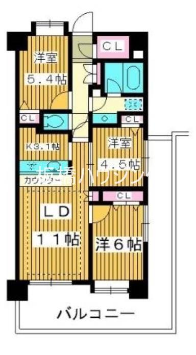 コンフォリア 板橋仲宿(3LDK/3階)の間取り写真