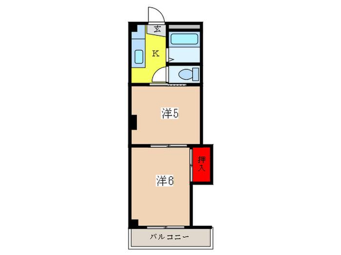 第二グレース鈴木(2K/1階)の間取り写真