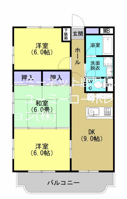 パサージュ伊敷(3LDK/3階)の間取り写真