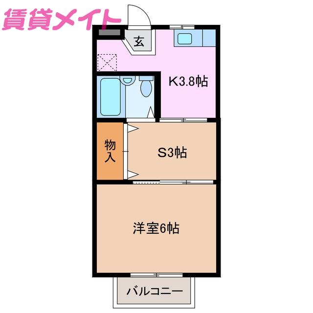カーサ602(1SK/2階)の間取り写真