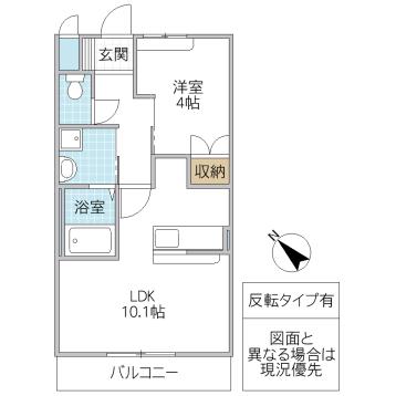 FRECCIA II(1LDK/2階)の間取り写真