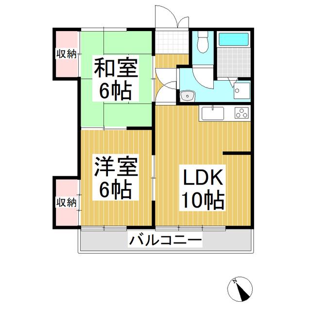 ハイツベルフラワー(2LDK/2階)の間取り写真