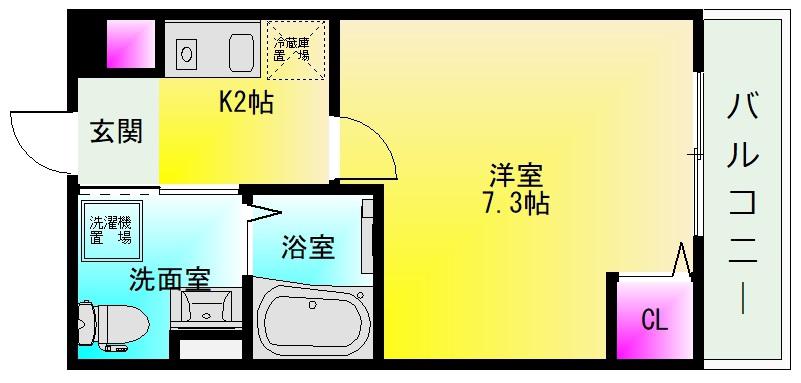パラドール大蓮東(1K/2階)の間取り写真