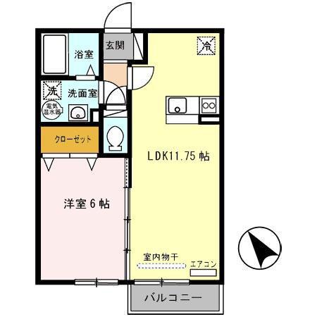 ルーエプラッツ 守山市古高町(1LDK/1階)の間取り写真