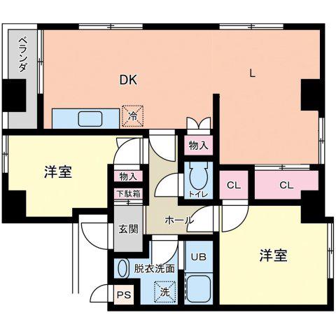 ガーデンハイツ芦屋(2LDK/3階)の間取り写真