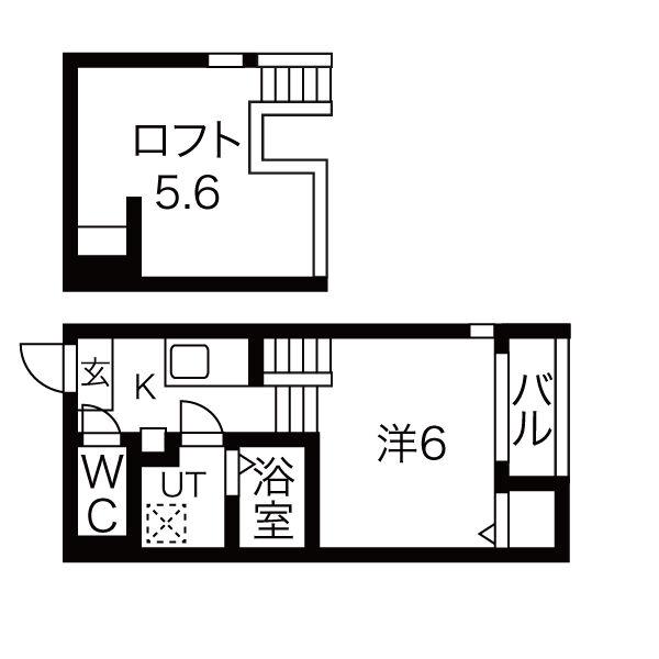 ハーモニーテラス山手町IV(1K/2階)の間取り写真
