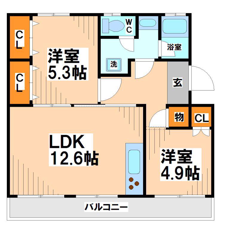 車返団地(2LDK/5階)の間取り写真
