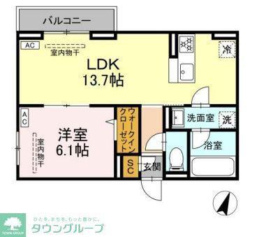 D PAINA ODORIBA(1LDK/3階)の間取り写真