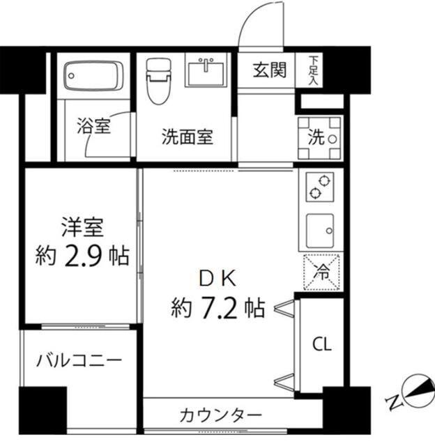 ハイリーフ上野(1DK/10階)の間取り写真