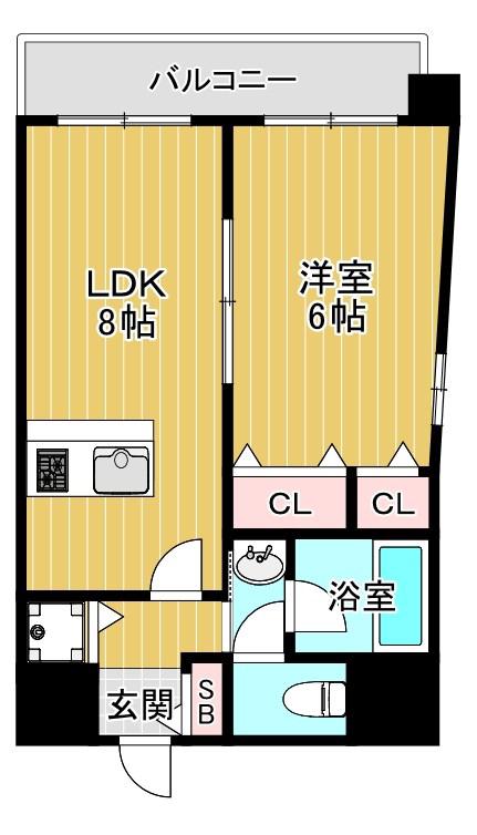 シェクララ(1LDK/8階)の間取り写真