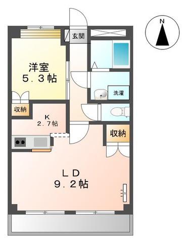ファインコート北野I(1LDK/2階)の間取り写真